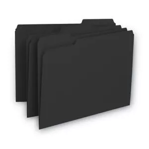 Interior File Folders, 1/3-Cut Tabs: Assorted, Letter Size, 0.75" Expansion, Black/Gray, 100/Box-SMD10243