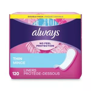 Thin Daily Panty Liners, Regular, 120/pack, 6 Packs/carton-PGC10796