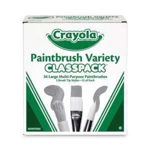 Large Variety Paint Brush Classpack, Natural; Nylon Bristles, Flat; Round Profiles, 36/set-CYO050036