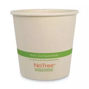 No Tree Paper Bowls, 24 oz, 4.4" Diameter x 4.5"h, Natural, Sugarcane, 500/Carton-WORBOSU24