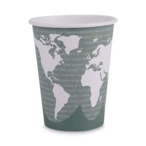 World Art Renewable And Compostable Hot Cups, 12 Oz, Gray, 50/pack-ECOEPBHC12WAPK