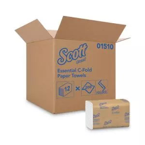 Essential C-Fold Towels for Business, Absorbency Pockets, 1-Ply, 10.13 x 13.15, White, 200/Pack, 12 Packs/Carton-KCC01510