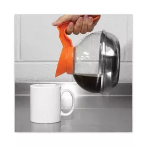 Unbreakable Decaffeinated Coffee Decanter, 12-Cup, Stainless Steel/Polycarbonate, Orange Handle-OGFCPU13