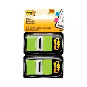 Standard Page Flags in Dispenser, Bright Green, 50 Flags/Dispenser, 2 Dispensers/Pack-MMM680BG2