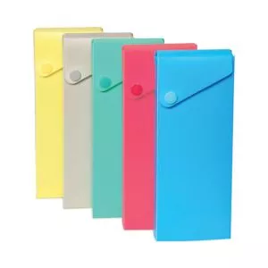 Slider Pencil Case, 11.43 x 9.5 x 0.6, Sandy Gray, Seafoam Green, Seaside Blue, Sunset Red, Sunny Yellow, 24/Carton-CLI05600DS