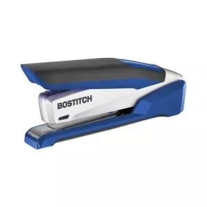 inpower spring-powered desktop stapler with antimicrobial protection, 28-sheet capacity, blue/silver-ACI1118