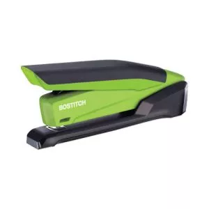 inpower spring-powered desktop stapler with antimicrobial protection, 20-sheet capacity, green/black-ACI1123