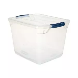 Clever Store Basic Latch-Lid Container, 30 qt, 13.37" x 18.75" x 10.5", Clear-UNXRMCC300014