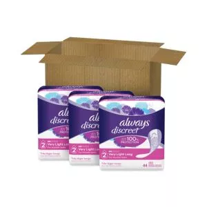 Discreet Incontinence Liners, Very Light Absorbency, Long, 44/pack, 3 Packs/carton-PGC92724