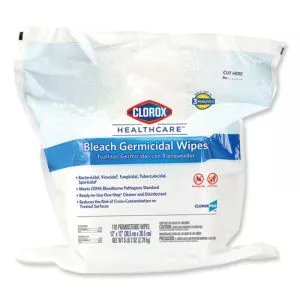 Bleach Germicidal Wipes, 1-Ply, 12 x 12, Unscented, White, 110/Bag-CLO30359