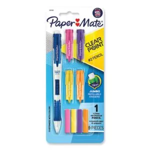 Clearpoint Mix And Match Mechanical Pencil, 0.7 Mm, Hb (#2.5), Black Lead, Clear Barrels, Green Accents/assorted Tops-PAP1887960
