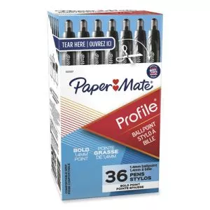 Profile Ballpoint Pen Value Pack, Retractable, Bold 1.4 Mm, Black Ink, Smoke Barrel, 36/box-PAP1921067