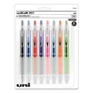 Signo 207 Gel Pen, Retractable, Medium 0.7 Mm, Assorted Ink And Barrel Colors, 8/pack-UBC1739929
