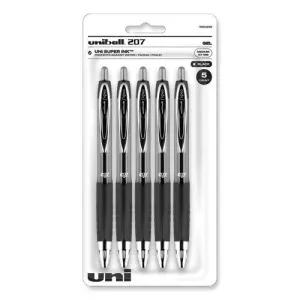 Signo 207 Gel Pen, Retractable, Medium 0.7 Mm, Black Ink, Translucent Black Barrel, 5/pack-SAN1960239