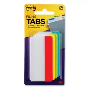 Solid Color Tabs, 1/3-Cut, Assorted Colors, 3" Wide, 24/Pack-MMM686ALYR3IN
