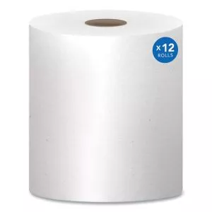 Essential 100% Recycled Fiber Hard Roll Towel, 1-Ply, 8" x 800 ft, 1.5" Core, White, 12 Rolls/Carton-KCC01052
