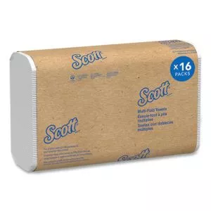 Essential Multi-Fold Towels, Absorbency Pockets, 1-Ply, 9.2 x 9.4, White, 250/Packs, 16 Packs/Carton-KCC01804