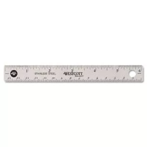 Stainless Steel Office Ruler With Non Slip Cork Base, Standard/metric, 6" Long-ACM10414