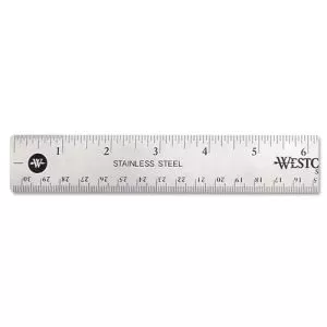Stainless Steel Office Ruler With Non Slip Cork Base, Standard/metric, 12" Long-ACM10415
