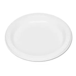 Plastic Dinnerware, Plates, 7" Dia, White, 125/pack-TBL7644WH