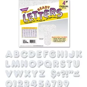 Ready Letters Sparkles Letter Set, Silver Sparkle, 4"h, 71/set-TEPT1613