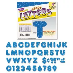 Ready Letters Sparkles Letter Set, Blue Sparkle, 4"h, 71/set-TEPT1617