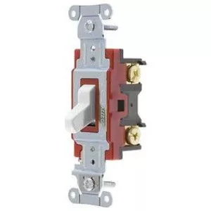 Hubbell-Pro&#8482; Toggle Switch, Heavy Duty Industrial, 20A, 120/277V, 4-Way, White-1224W