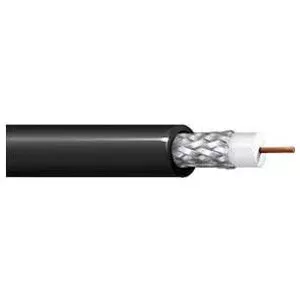 8240 0101000-RG58 Coax Cable, Bare Copper, Black PVC Jacket, 95% Tinned Copper Braid, 20 AWG Solid, 1000 ft.-RG58UX95TCBPNRBED