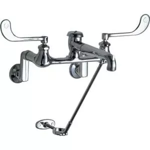 Two Wristblade Handle Wall Mount Service Faucet in Polished Chrome-C814VBCP