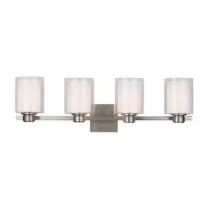 34-5/8 in. 60W 4-Light Medium E-26 Wall Sconce with Clear Outer and White Inside Glass in Brushed Nickel-D556167