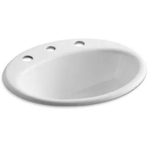 19-1/4 x 16-1/4 in. Oval Drop-in Bathroom Sink in White-K2905-8-0