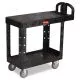 Flat Shelf Utility Cart, Plastic, 2 Shelves, 500 lb Capacity, 19.19