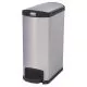 Slim Jim Stainless Steel Step-On Container, End Step Style, 13 gal, Stainless Steel, Black-RCP1901993