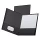 Linen Finish Twin Pocket Folders, 100-Sheet Capacity, 11 X 8.5, Black, 25/box-OXF53406