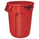 Vented Round Brute Container, 32 gal, Plastic, Red-RCP2632RED