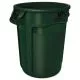 Vented Round Brute Container, 32 gal, Plastic, Dark Green-RCP2632DGR