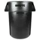 vented round brute container, 44 gal, plastic, black-RCP264360BK