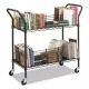 Wire Book Cart, Metal, 4 Shelves, 200 lb Capacity, 44