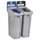 Slim Jim Recycling Station Kit, 2-Stream Landfill/Mixed Recycling, 46 gal, Plastic, Blue/Gray-RCP2007914