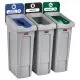 Slim Jim Recycling Station Kit, 3-Stream Landfill/Mixed Recycling, 69 gal, Plastic, Blue/Gray/Green-RCP2007918
