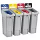 Slim Jim Recycling Station Kit, 4-Stream Landfill/Paper/Plastic/Cans, 92 gal, Plastic, Blue/Gray/Red/Yellow-RCP2007919
