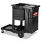 Executive Janitorial Cleaning Cart, Plastic, 4 Shelves, 1 Bin, 12.1