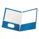 High Gloss Laminated Paperboard Folder, 100-Sheet Capacity, 11 X 8.5, Blue, 25/box-OXF51701