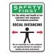 Social Distance Signs, Wall, 7 X 10, Customers And Employees Distancing Clean Environment, Humans/arrows, Green/white, 10/pk-GN1MGNG909VPESP