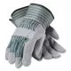 Bronze Series Leather/fabric Work Gloves, Large (size 9), Gray/green, 12 Pairs-PID836563L