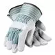 Bronze Series Leather/fabric Work Gloves, Small (size 7), Gray/green, 12 Pairs-PID836563S