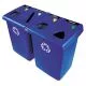 Glutton Recycling Station, Four-Stream, 92 gal, Plastic, Blue-RCP1792372