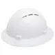 Size 6.5-8 Plastic Full Brim Vented Ratchet Hard Hat in White-E19431