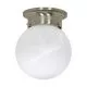 1 Light 60W A19 Flush Mount Frosted Glass Ball Ceiling Fixture Brushed Nickel-N60257