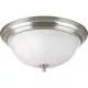15-1/4 x 6-5/8 in. 60 W 3-Light Medium Flush Mount Ceiling Fixture with Alabaster Glass in Brushed Nickel-PP392609